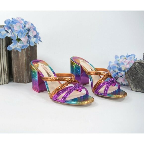 Sophia Webster Freya Rainbow Leather Mid Mules - Picture 1 of 8